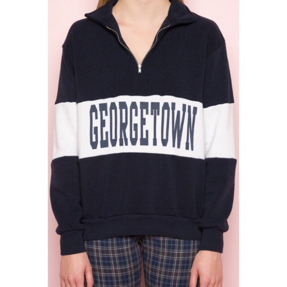 Brandy Melville | Tops | Brand Melville Georgetown Zip Up Sweatshirt |  Poshmark